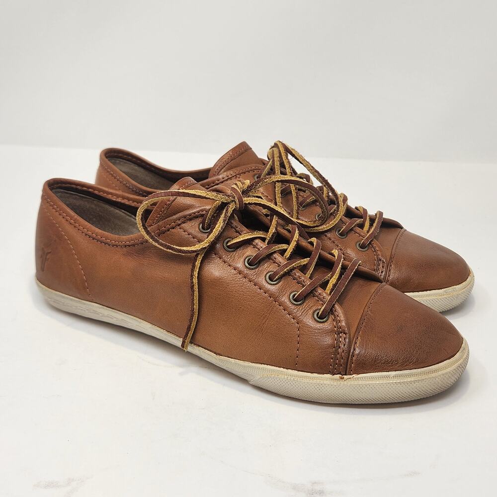 Frye Women Wendy Brown Leather Lace Up Sneakers Size 9M Low Top Casual Shoes